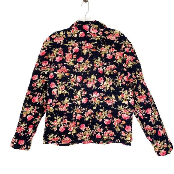 Vintage Keren Hart Women's Denim Quilted Floral Button Up Jacket Size Med - Picture 2 of 10